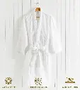Waffle Bath Robe with Belt White